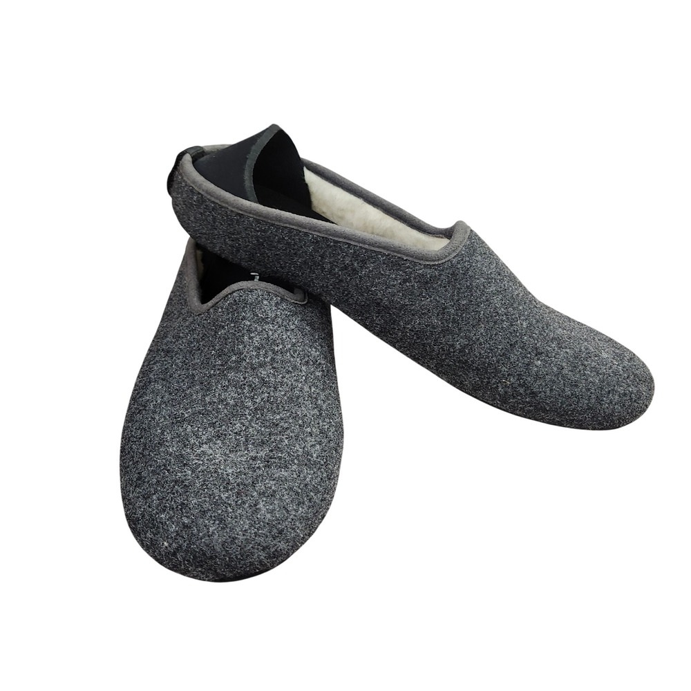 Mahabis Classic Wool Slippers Charcoal Grey wool Lined  Mens 11.5-12 Felt Cozy